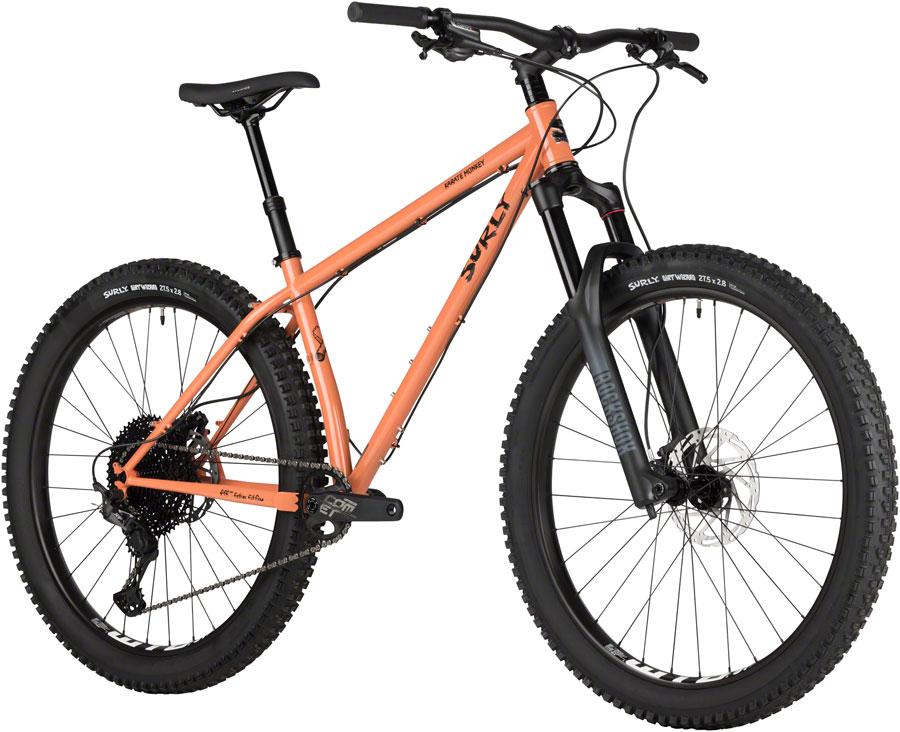 Surly Karate Monkey Front Suspension Bike - 27.5", Steel, Peach Salmon Sundae, Medium