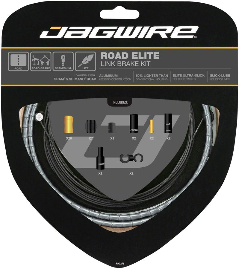 Jagwire Road Elite Link Brake Cable Kit SRAM/Shimano with Ultra-Slick Uncoated Cables, Ltd. Gray